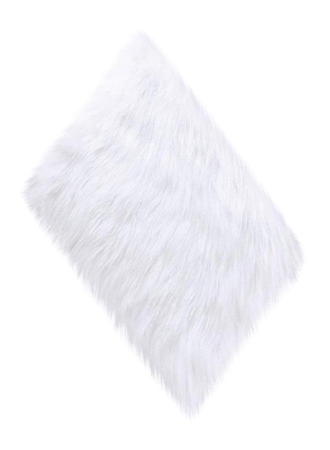 NINGDAN 14x10 inches 1pcs Rectangle Faux Fur Plush Cushion, Area Rugs Fluffy Carpet Mini Small Size Fit,for Tabletop Photography,Home Decor,Product Display,Locker Accessories for Girls (White) - Image 1